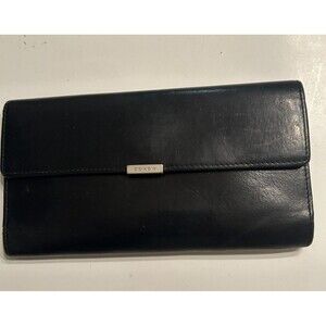 Coach Vintage Lexington Wallet 90s Water Buffalo Leather Long Flap Black